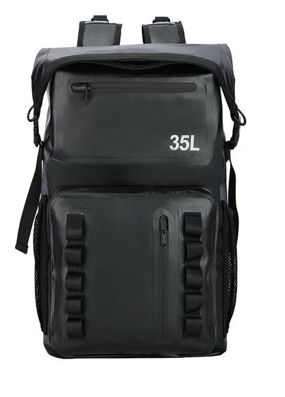 Greencity 100% Waterproof Roll-Top Dry Bag Backpack with Front Splash-Proof Pocket, Lightweight Floating Pack for Kayaking, Hiking & Travel,35L (Black) - color: Black