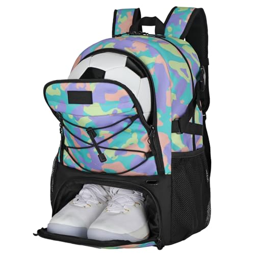 Goloni Soccer Backpack,Basketball Backpack with Ball Compartment & Shoe Compartment,Backpack for Basketball,Soccer - color: Green Camouflage
