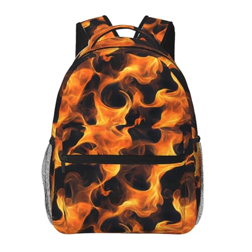 Cool Fire Backpack with Cushioned Straps for Laptop Tablet,11.4×5.9×15.7in,Flame Back Pack for Travel School Work Camping,Multi-Pocket Storage Bookbag,Ideal Gifts for Students Teens Boys Men - color: Fire