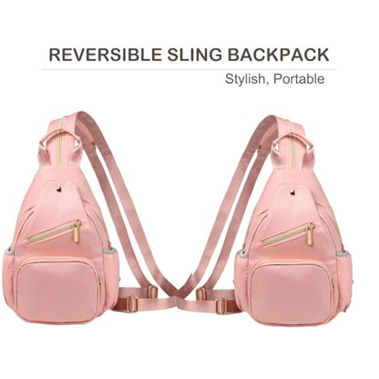 Xsecnua Small Crossbody Bag Convertible Mini Backpack for Women, Cross Body Sling Bag Sling Backpack for Travel Daypack - color: Z Pink