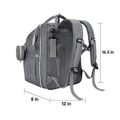 DERJUNSTAR Diaper Bag Backpack – Large Capacity Baby Diaper Bag with Changing Pad, Waterproof Travel Backpack for Boys & Girls, Multi-Function Baby Bag with USB Charging Port, Grey - color: Light Grey