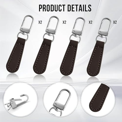 Deoward Zipper Pull Replacement Leather Handle Detachable Zipper Repair Tab for Luggage, Backpacks, Suitcases, Jackets, Purses, Handbags (8 PCS) - style: Leather Handle Zipper Pulls (Coffee Brown)