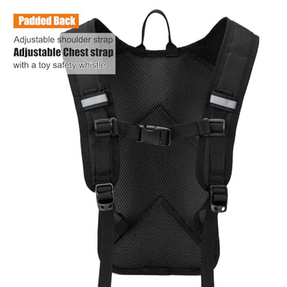 Kids Hydration Backpack, Water Hiking Backpack for Boys or Girls with 1.5L Reservoir Bladder - color: Black