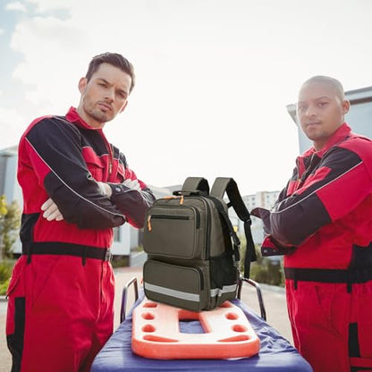 Madical Bag Empty First Aid Bag First Responder Trauma Backpack,Medical Backpack,Medical Emergency Kits Storage for EMT, EMS - color: Green