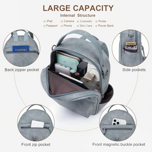 KITEVIUN Mini Backpack Purse for Women Fashion Cute Small Travel Backpacks Daypacks Shoulder Handbag - color: 04-blue