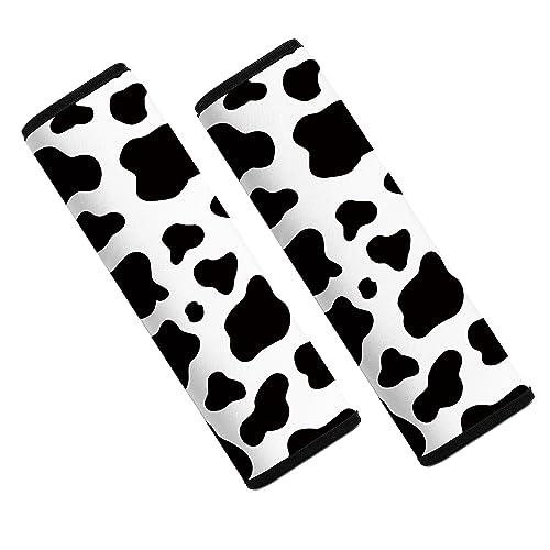 Car Seat Belt Pad Cover, 2-Pack Soft Car Safety Seat Belt Strap Shoulder Pad for Adults and Children, Suitable for Car Seat Belt, Backpack, Shoulder Bag (Cow Pattern) - color: Cow Pattern
