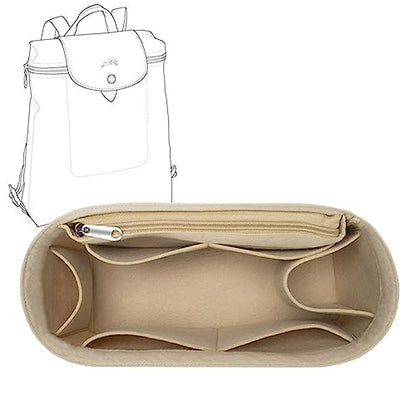 Lckaey purse backpack organizer for le pliage knapsack Felt Bag insert organizer Multi Pocket 1013beige - color: beige