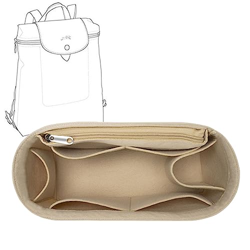 Lckaey purse backpack organizer for le pliage knapsack Felt Bag insert organizer Multi Pocket 1013beige - color: beige