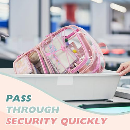 mommore Clear Backpack Heavy Duty Transparent Backpack Large See Through Bookbag for School - color: Pink