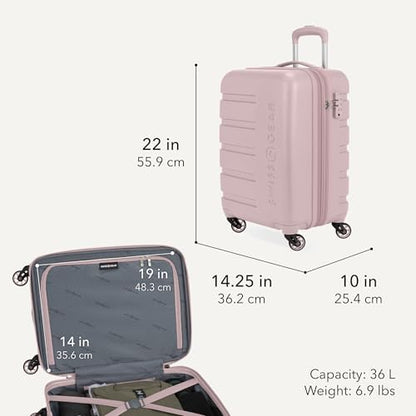 SwissGear 7366 Signature Hardside Expandable Luggage with Spinner Wheels, TSA Lock, Cup-Holder, Pink, Carry-On 19-Inch - color: Pink, size: Carry-On 19-Inch