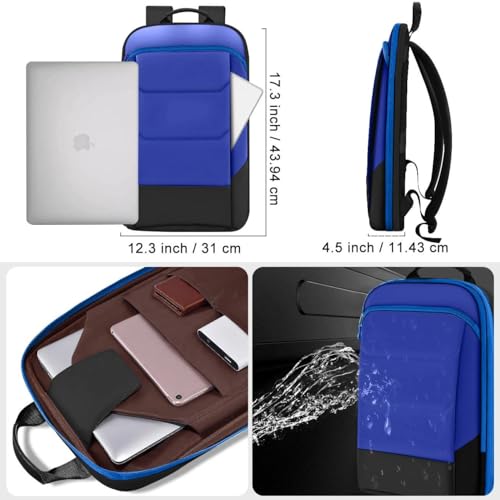 ZINZ Laptop Backpack 17.3 Inch Business Travel Backpack, Water Resistant Large Daypack Bag for Men Women - Black Blue - color: Black Blue