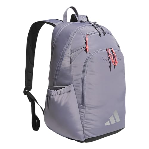 adidas Defender 5 Backpack for Sports, Gym, School and Travel, 33L, Slate Grey/Silver Metallic/Solar Turbo Pink, OSFA - color: Slate Grey/Silver Metallic/Solar Turbo Pink