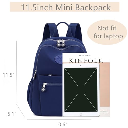 Tanweibago Mini Nylon Women Backpacks,11L Small Ladies backpacks Casual Lightweight Women Shopping Travel Daypack (Dark Blue) - color: Dark Blue