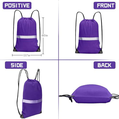 AYKRM Purple Drawstring Backpack Bag work Sackpack - color: Purple