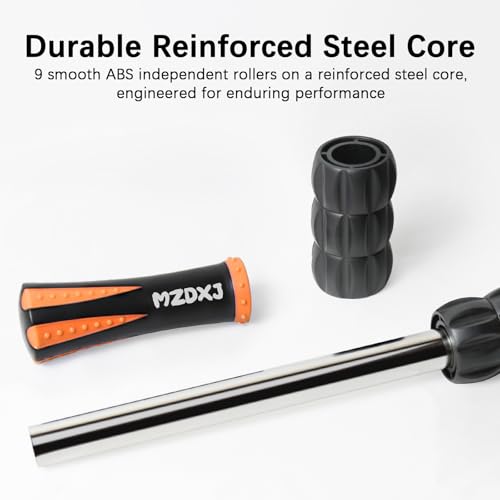Muscle Roller Massage Roller Stick- Deep Tissue Fascia Blaster for Myofascial Pain Relief, Lymphatic Drainage & Body Sculpting, Handheld Physical Therapy & Recovery Tool (Orange black-18 inch) - color: Orange Black
