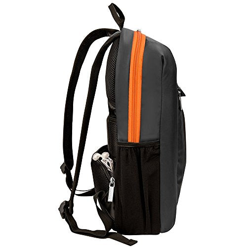 15 Inch Laptop Backpack for School College Office, Gray & Orange | Organized Compartments, Anti-Theft Back Pocket, Padded Laptop Sleeve, Breathable Straps, Water Resistant Daypack for Men Women