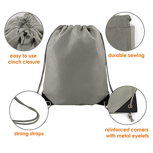 BeeGreen 20 Pieces Gray Drawstring Backpack Bags Bulk Nylon Gym Backpacks Cinch Sinch Christmas Bag for DIY Travel Sports Sack Personlized Sackpacks for Heat Vinyl - color: Grey