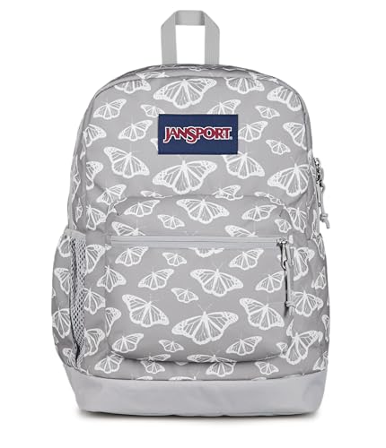 JanSport Cross Town Plus Backpack - Large Main Compartment, Side Water Bottle Pocket, 15-Inch Padded Laptop Sleeve - Flutter By Grey - color: Flutter By Grey