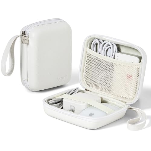 Charger Case for Macbook, Portable Tech Electronic Organizer Bag, Small Travel Storage Pouch for Laptop Accessories, MacBook Power Adapter, Charging Cords, USB Drives, Power Bank (White, L) - color: White, size: L