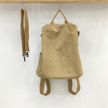Convertible Nylon Backpack, Casual Lightweight Daypack Shoulder Bag, Multi-Way Carrying Design