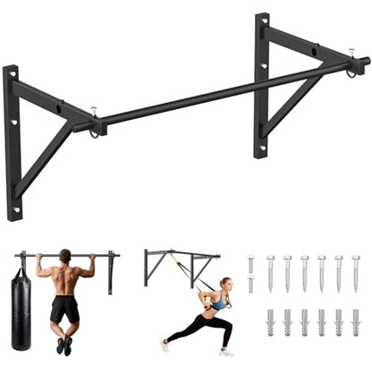 PAPABABE Wall Mounted Pull Up Bar, Chin Up Bar, Strength Training Pull-Up Bars Chin Up Bars for Home Gym - style: 52 inch