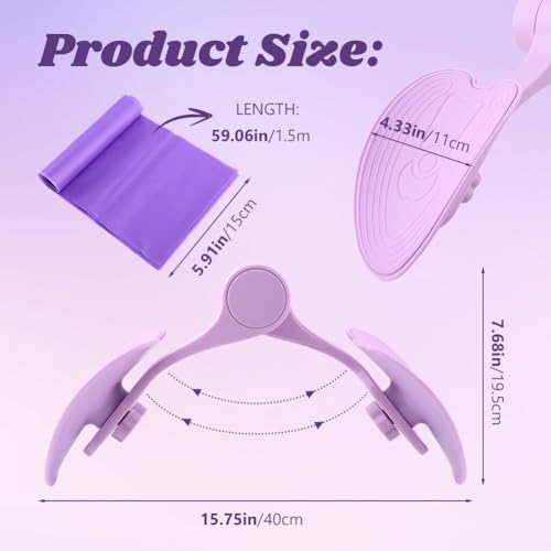 Pelvic Floor Muscle Trainer with Resistance Band, Hip & Pelvic Trainer Kegel Exerciser,Adjustable Inner Thigh Trainers Exercise Workout Equipment for Muscle Strengthening & Toning - color: Purple