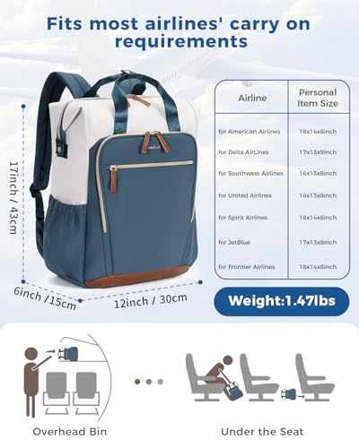 ECOHUB 17" Laptop bag for Women 25L Teacher's Laptop Backpack Work Backpack for Professional Nurse Travel Backpack, Blue - color: Blue
