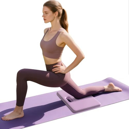 PAIDU Yoga Knee Pad - 1 Inch Thick with Extra Cushioning, Pain-Free for Knees, Elbows, Wrists and Back | Foldable and Multi-Functional, Suitable for Home Gym, Pilates, Plank, Abdominal Training Fitness Mat - color: Purple + Warm Grey