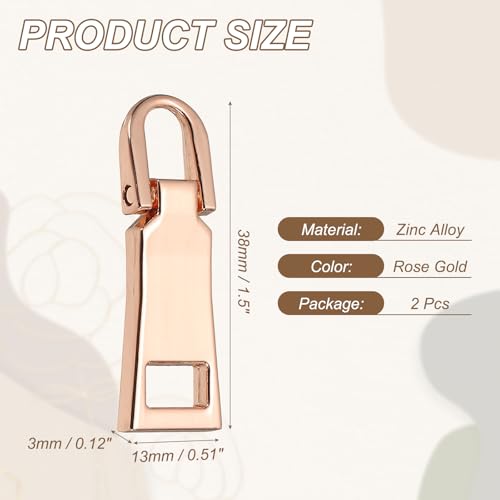 uxcell 2Pcs Zipper Pull Replacement, Detachable Metal Zipper Handle Mend Fixer Tab Repair for Luggage Suitcase Backpack Jacket Bags Boots Coat Handbags, Rose Gold - color: Rose Gold