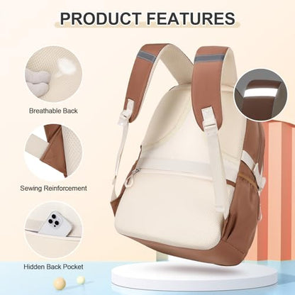 DIGOBAY Backpacks for Girls, 3PCS School Backpack with Lunch Box Pencil Pouch for Teen Girls Kids Elementary Primary Middle High College Travel School bag Bookbag Set （Brown - color: Brown