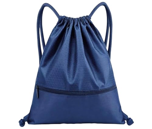 Sports Drawstring Backpack for Men, Waterproof Swim Gym Bag with Shoes Compartment for Women, Lightweight Pull String Sport Bag for Swim, Soccer, Blue&Medium - color: Blue, size: Medium
