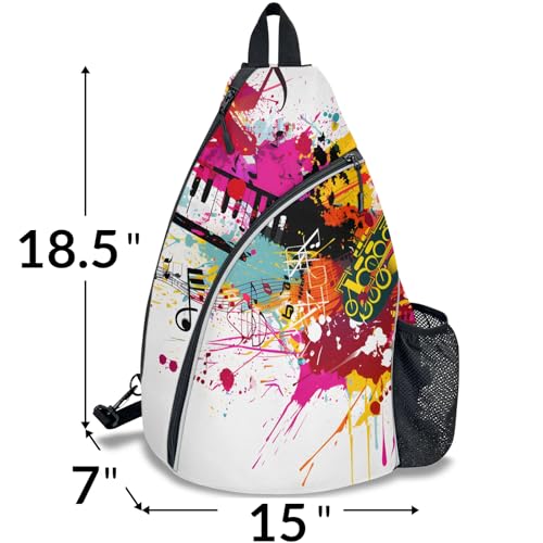 Pickleball Bag for Women Men Adjustable Crossbody Sling Backpack Hold Pickleball Paddle Water Bottle - color: Multicolor 19