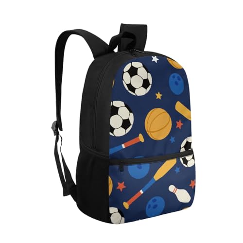 ZOUTAIRONG Bookbag for School Insulated Thermos for Hot & Cold Drinks, Baseball Bat Soccer Design Lightweight Cute Backpack with Side Pockets for Small Water Bottle - color: Baseball Bat Soccer