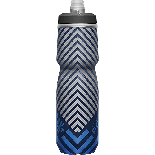 CamelBak Podium Chill Insulated Bike Squeeze Water Bottle, Cold Retention for Cycling, 24oz, Navy Stripe - color: Navy Stripe