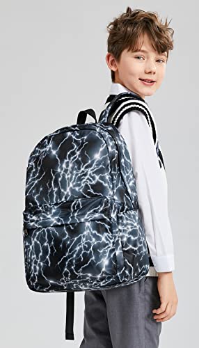 Backpack for Boys Elementary Bookbags Durable Lightweight Teenager Student School Bags Travel Waterproof (2-Black Lightning) - color: 2-black Lightning