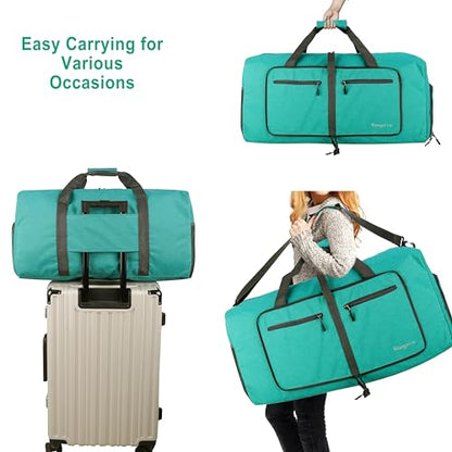 Woogwin Travel Duffel Bag Large Foldable Waterproof Overnight Bag for Beach Swim Bags Pool Sports Gym - color: 60L SnowGreen