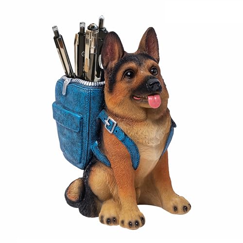 Cute Dog Pen Holder for Desk, Pencil Holder, Creative Desktop Pen Organizer Pencil Cups, Unique Desk Accessories Decor for Home Office School, German Shepherd Gifts for Dog Lovers - style: German shepherd