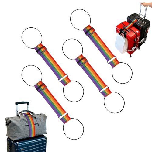 Luggage Straps for Suitcases，Multi-Use Strong Adjustable Luggage Connector Straps, Durable, Waterproof, Bungee Straps，Travel Suitcase Essential Travel Essentials (Colored Straps 4PCS) - color: 4Pcs Colored Straps