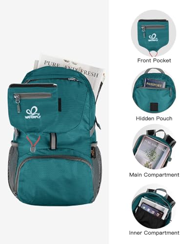 WATERFLY Small Lightweight Packable Backpack: 20l Hiking Daypack Man Woman - color: Green3