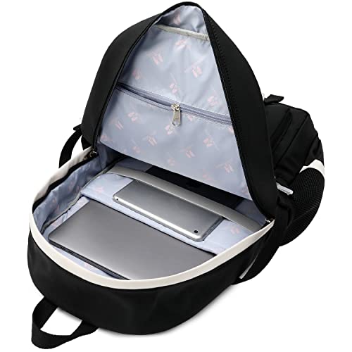 Classic Diamond School Backpack for Girls Laptop Backpack Cute Bookbag Kawaii College Backpack School Backpacks for Teens Girls Student (Black) - color: Black
