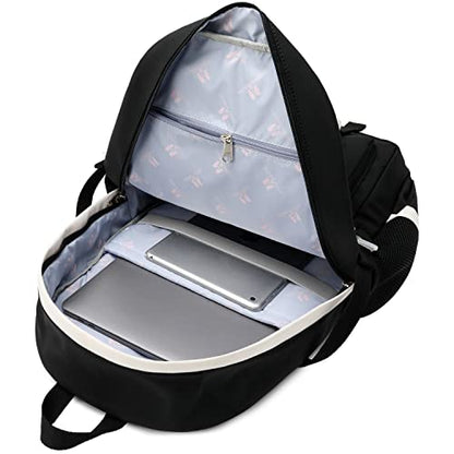 Classic Diamond School Backpack for Girls Laptop Backpack Cute Bookbag Kawaii College Backpack School Backpacks for Teens Girls Student (Black) - color: Black