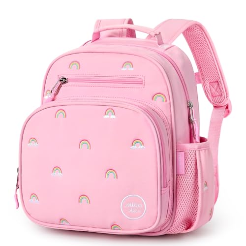 mibasies Toddler Backpacks for Girls 2-4: Quilted Backpack for Preschool Prek Daycare - Cute 12 Inches Bookbag for Little Kids Rainbow Pink - color: Rainbow Pink, style: Toddler-12"h(not Fit Folder)