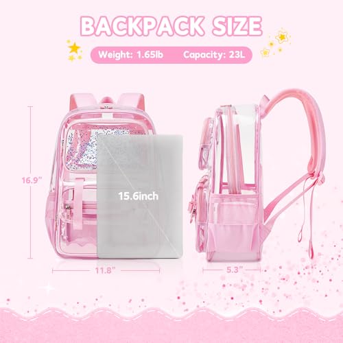 Clear Backpack for Girls,Transparent Backpack See Through Backpacks Stadium Event,Heavy Duty Clear Bookbag for School Pink - color: Baby Pink
