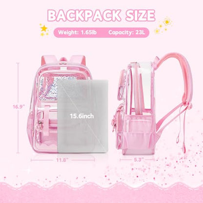 Clear Backpack for Girls,Transparent Backpack See Through Backpacks Stadium Event,Heavy Duty Clear Bookbag for School Pink - color: Baby Pink