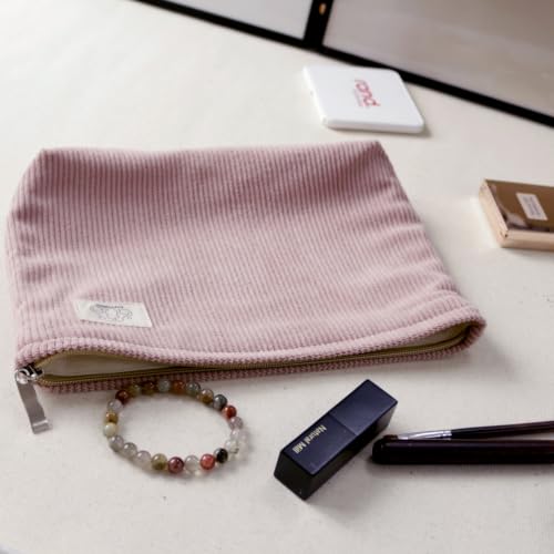HAPPYHEIDI Large Makeup Bag Travel Cosmetic Pouch, Misty Pink - color: Pink