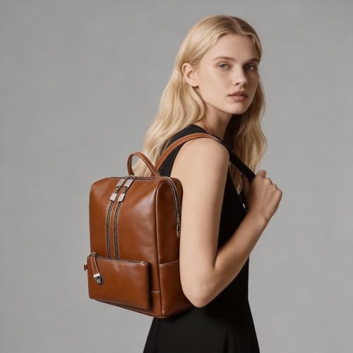 Women's Backpack with Wristlet Set, Large Capacity Tote Backpack for Women, Fashion Travel Backpack & Stylish Mommy Bag (Brown) - color: Brown
