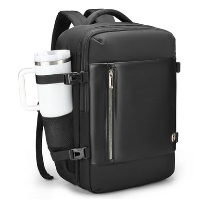 Swissdigital Design Travel Laptop Backpack for Women, 36L Carry On Backpack with USB Charging Port, RFID Protection & Wet-Dry Separation, TSA Friendly Fits 16 Inch Laptop, Black | SD1749-01 - color: Black