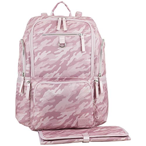 BODHI Baby Waterproof Multi-Function Travel Essentials Baby Tote Diaper Bag Backpack Changing Pad, Stroller Straps for Parents, Unisex, Pink Fluid Camo - color: Pink Fluid Camo