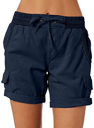 Dokotoo Womens Summer Shorts Relaxed Fit High Waist Casual 4 Pocketed 2026 Hiking Cargo Shorts Outdoor Outfits S-2XL - color: A0 Blue, size: Large