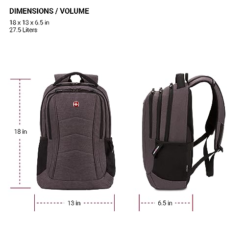 SwissGear 5668 Laptop Backpack, Dark Gray Heather, 18.25 In - color: Dark Grey Heather